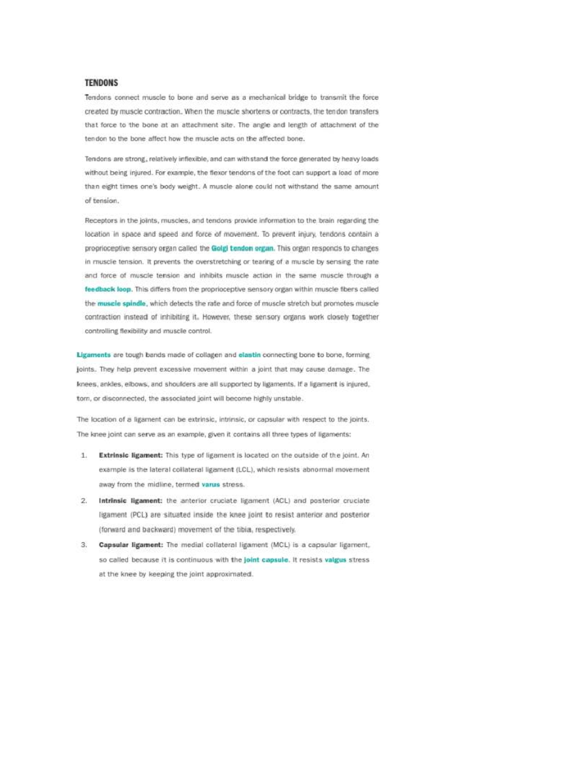 Final Exam Study Guide for Course Code [Insert Course Code] - TENDONS ...