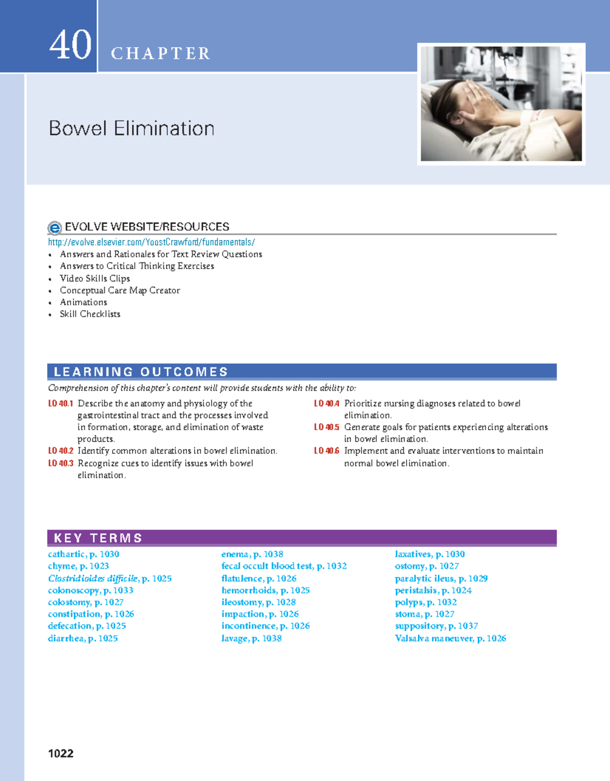 Chapter 40: Bowel Elimination - Learning Outcomes - Studocu