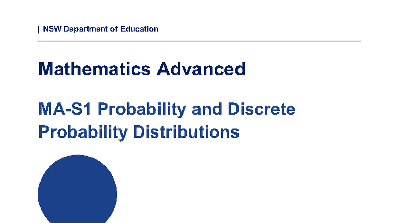 NSW Mathematics Advanced: Probability & Discrete Distributions Notes ...