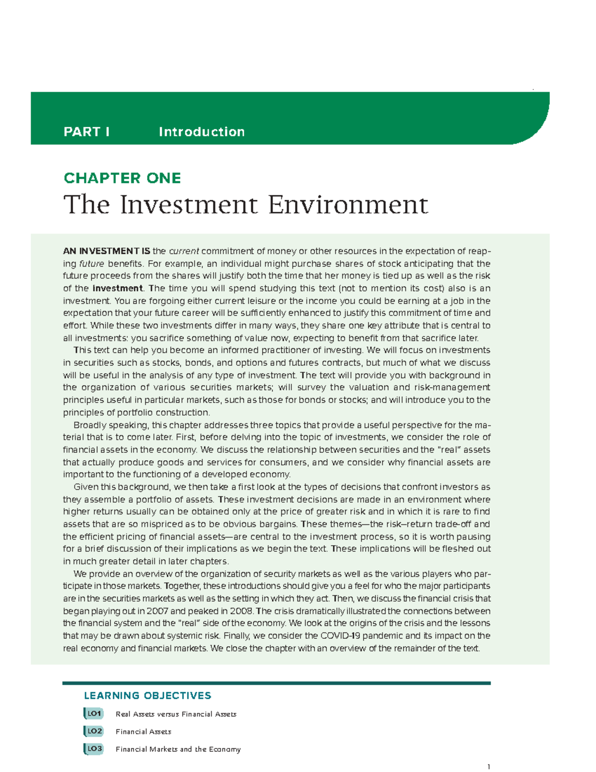 Investments 10th Edition - Chapter 1: The Investment Environment - Studocu