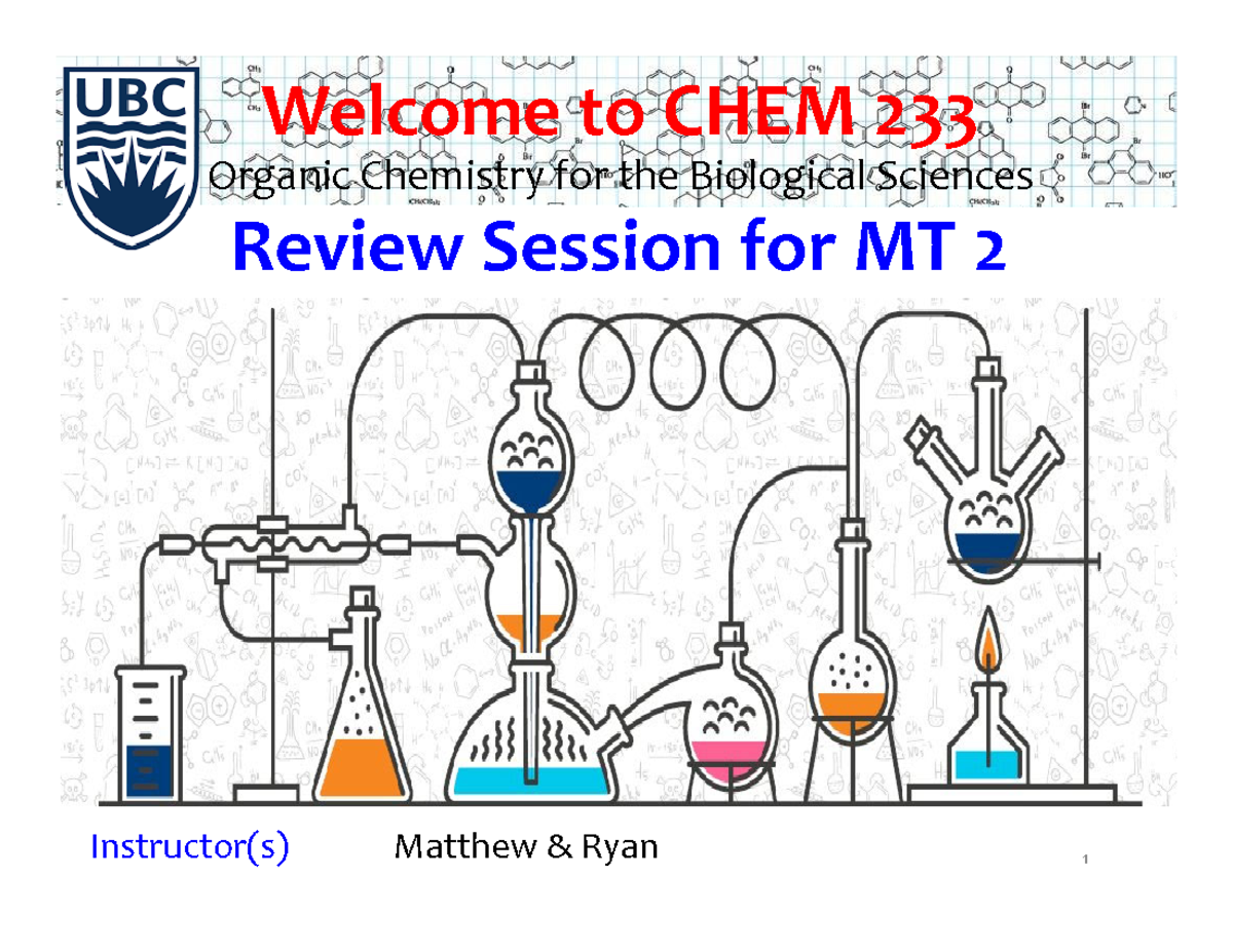 CHEM 233 Midterm 2 Review Session and Study Guide - Studocu