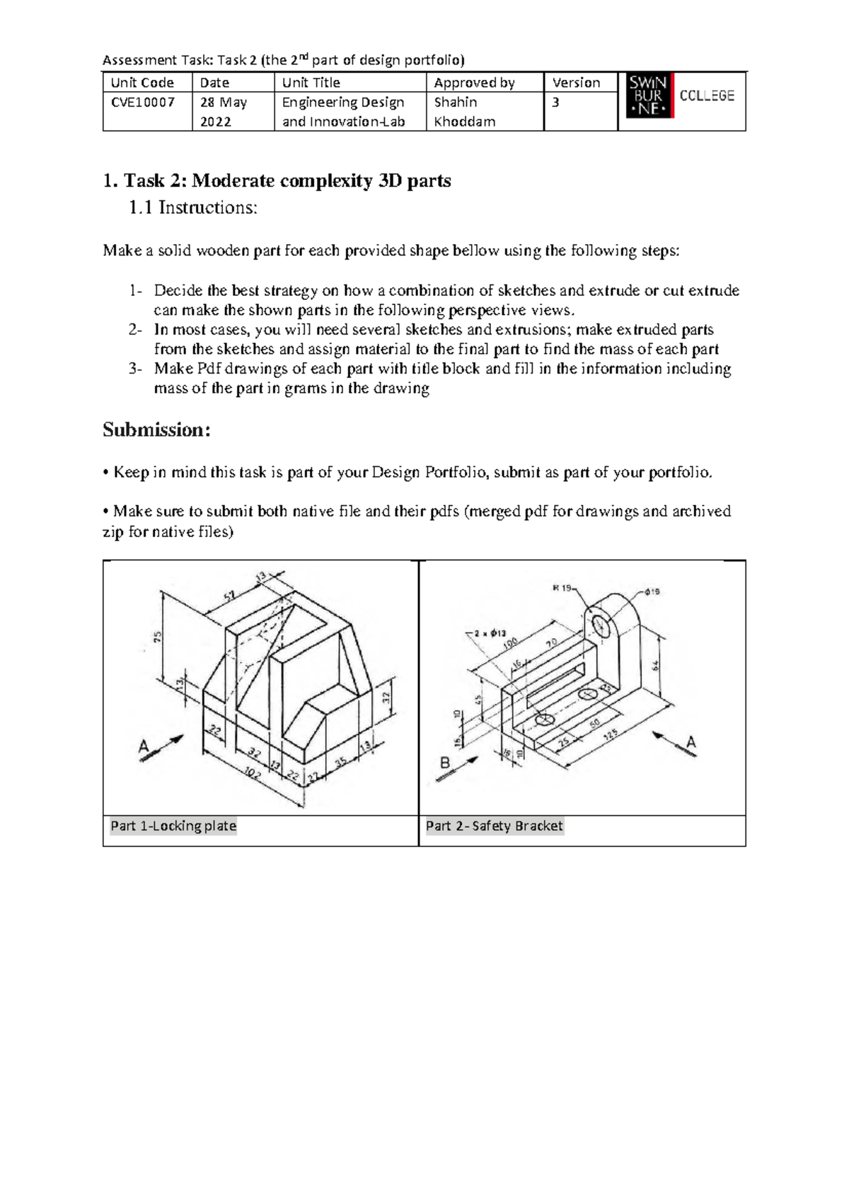 Engineering Design Task 2: 3D Parts Creation Instructions - Studocu