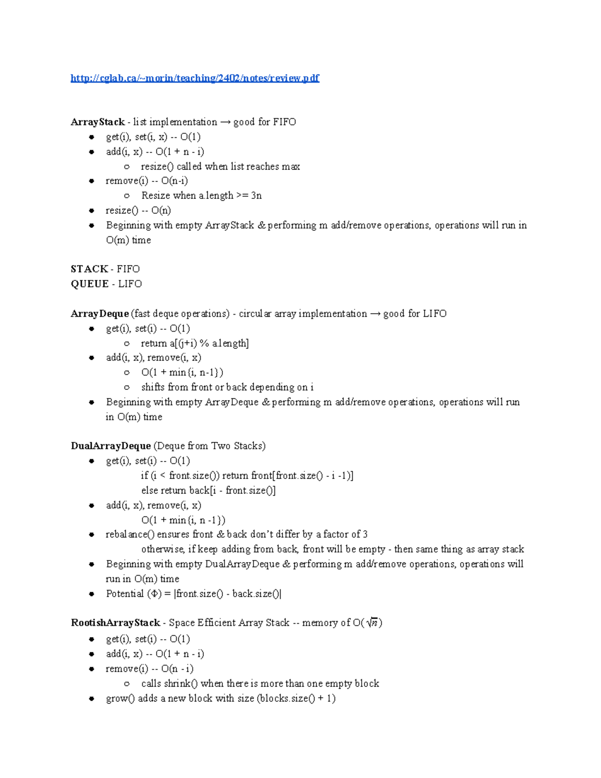 2402 Midterm Notes on Data Structures and Algorithm Efficiency - Studocu