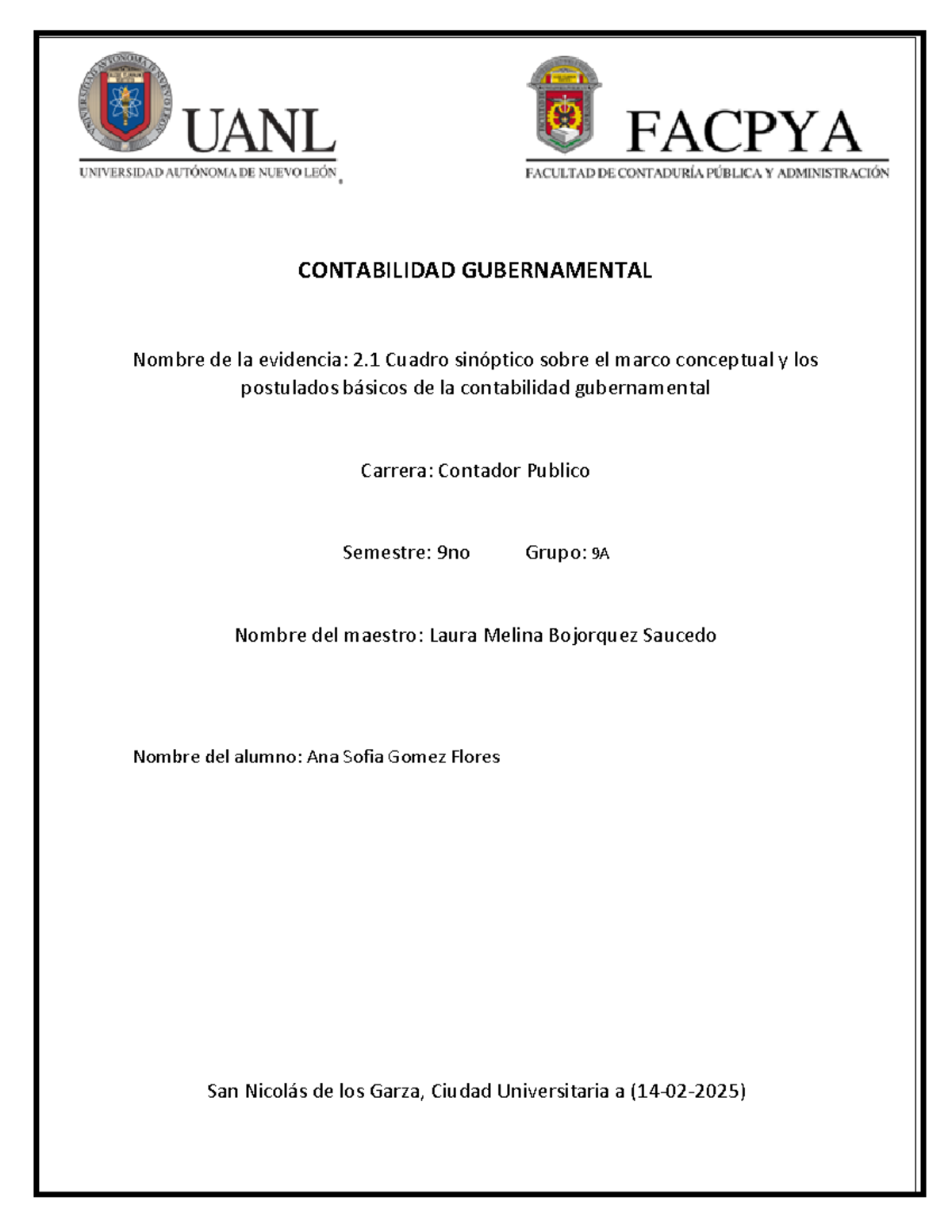 Cuadro Sinóptico: Marco Conceptual y Postulados de Contabilidad ...