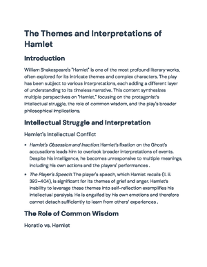 Interpretative Roles of Horatio and Hamlet in Shakespeare’s Tragedy ...