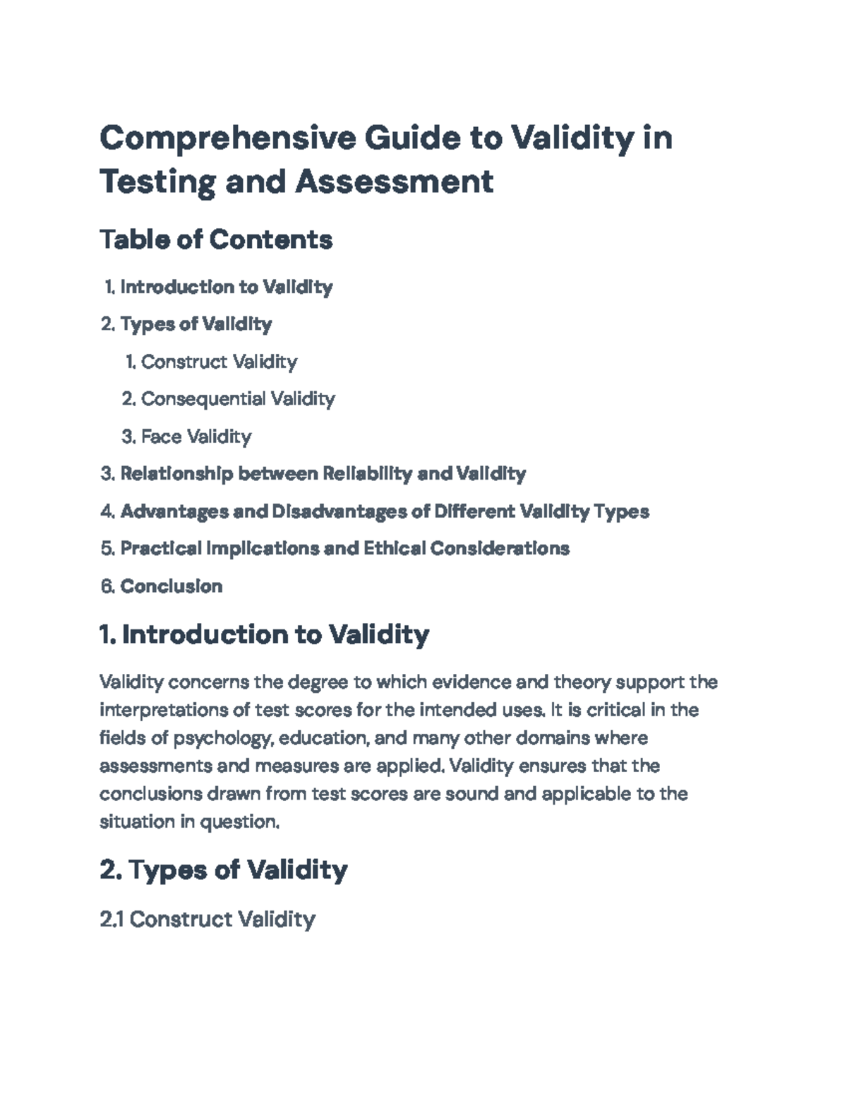 Comprehensive Guide to Validity in Testing and Assessment ...