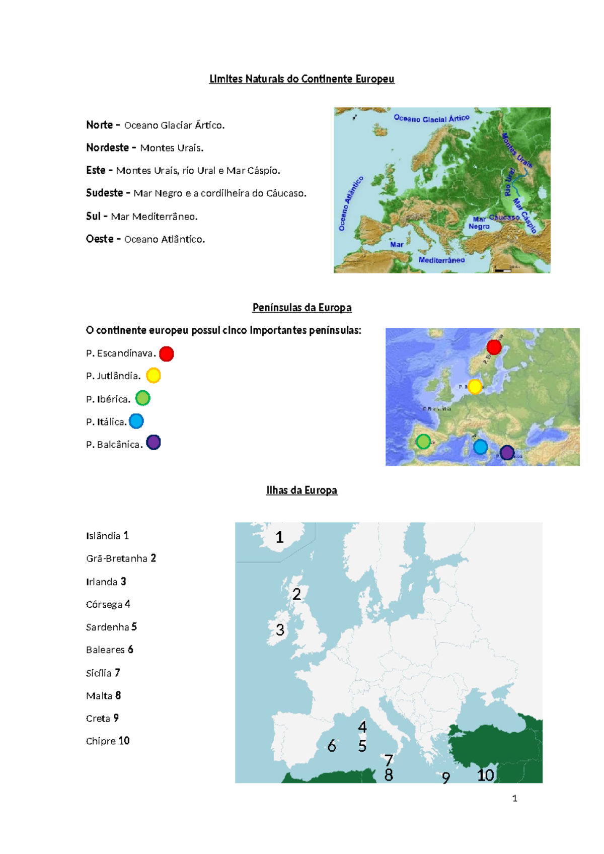 Resumo - Geografia - Limites e Características da Europa - Document Preview