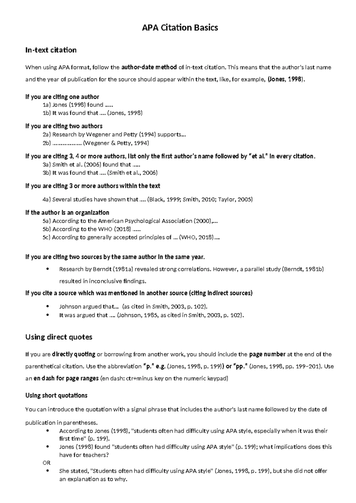APA 7 Citation Guide: Key References and Formatting Tips - Studocu