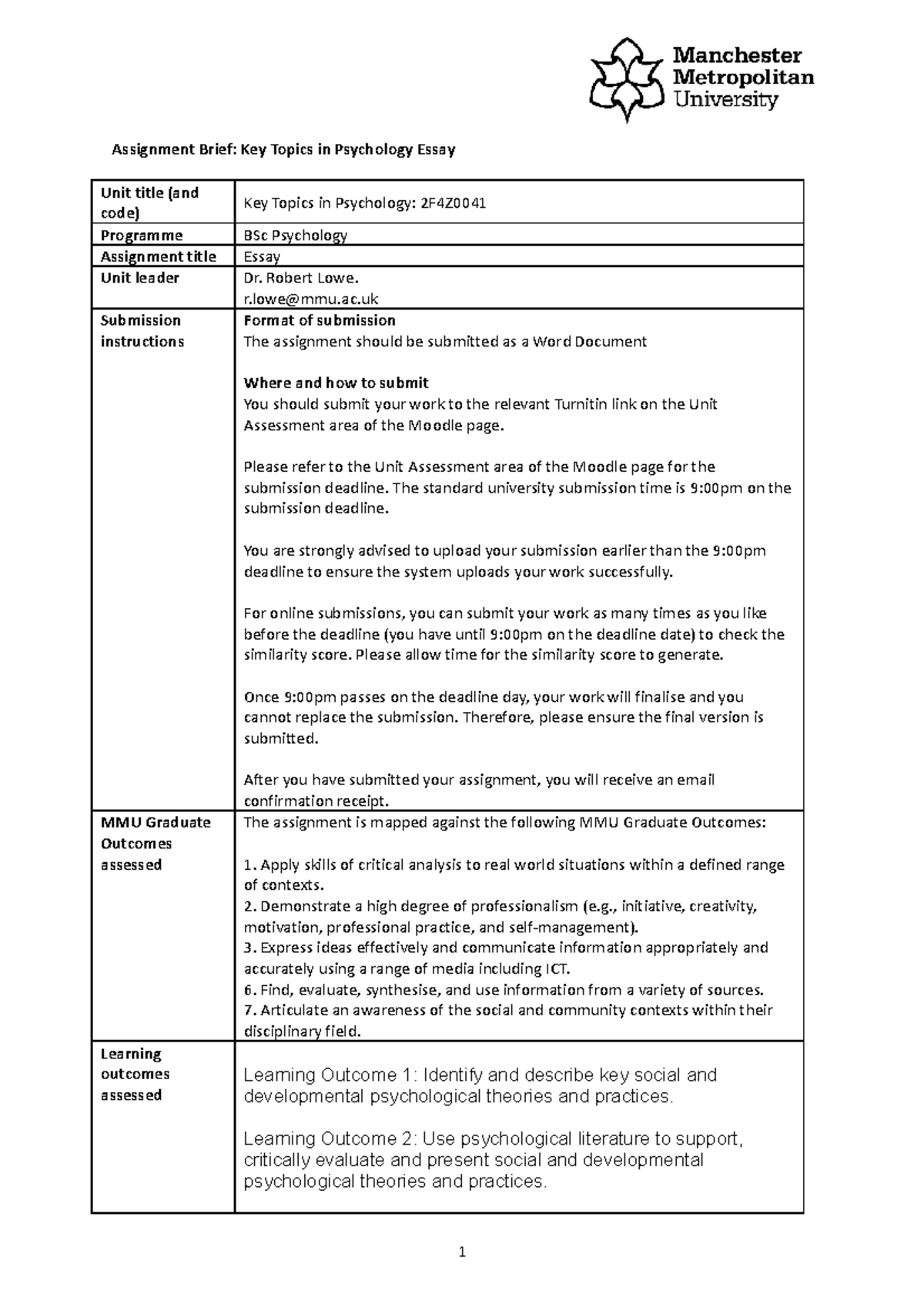 Key Topics Assignment Brief 2023-24 Moderator Agreed APA 1NOV 2 ...