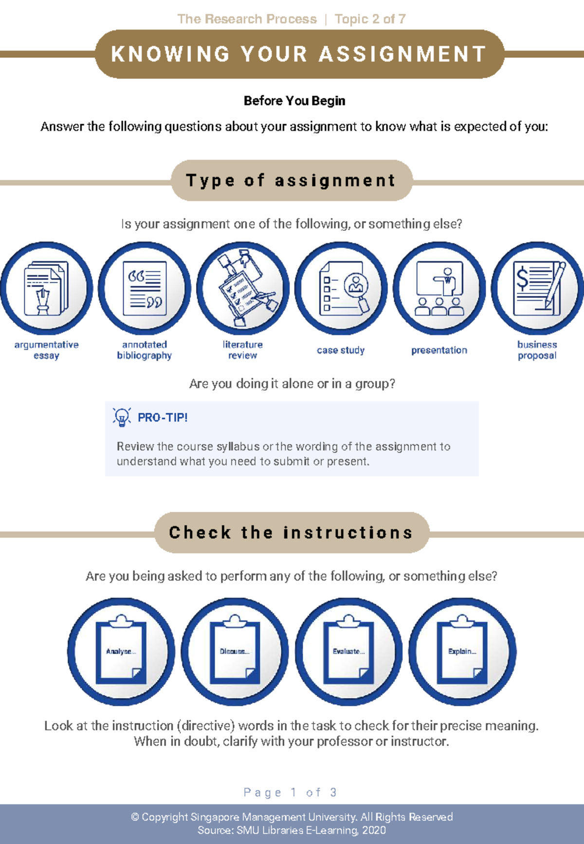 SMU Course: Research Process Topic 2 - Understanding Your Assignment ...