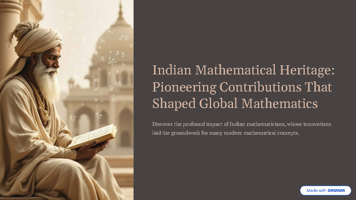 Indian Mathematical Heritage: Key Contributions to Global Math - Studocu