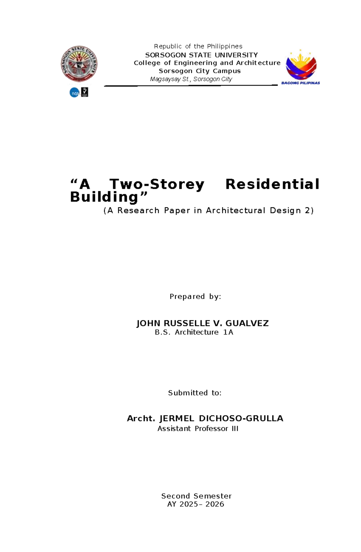 Architectural Design 2 Research Paper: Residential House Design - Studocu