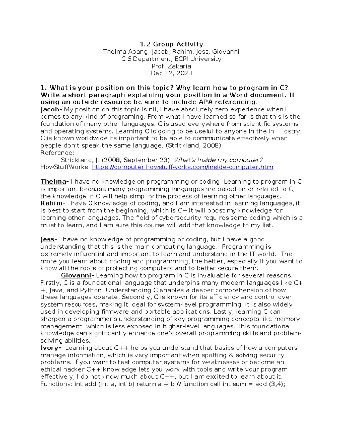 2.1 In-Class Activity: Python Selection & Iteration Structures - Studocu