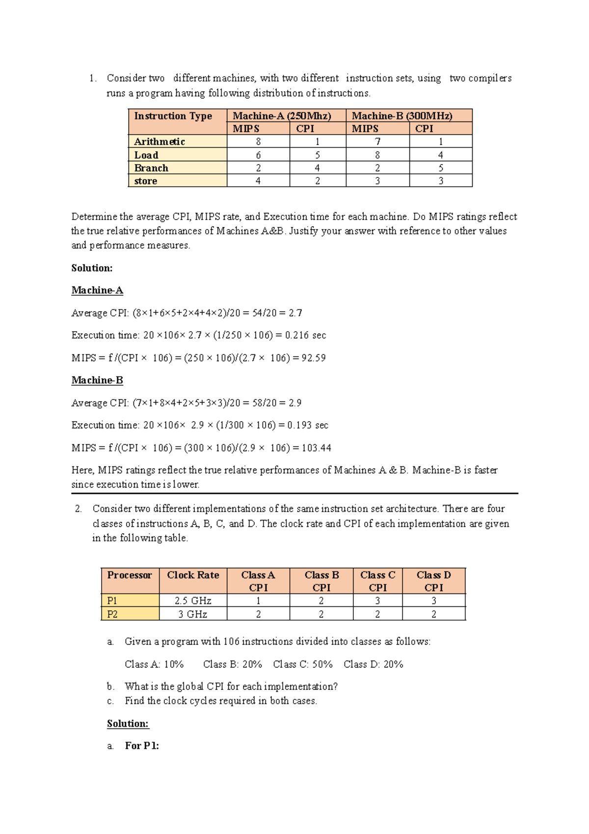 MIPS Performance Analysis: Instruction Set Comparisons & Amdahl's Law ...