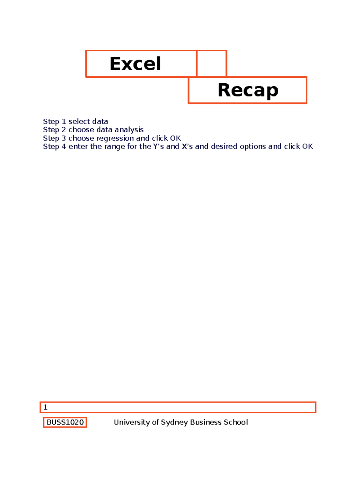10.2 excel recap - BUSS1020 - Step 1 select data Step 2 choose data ...