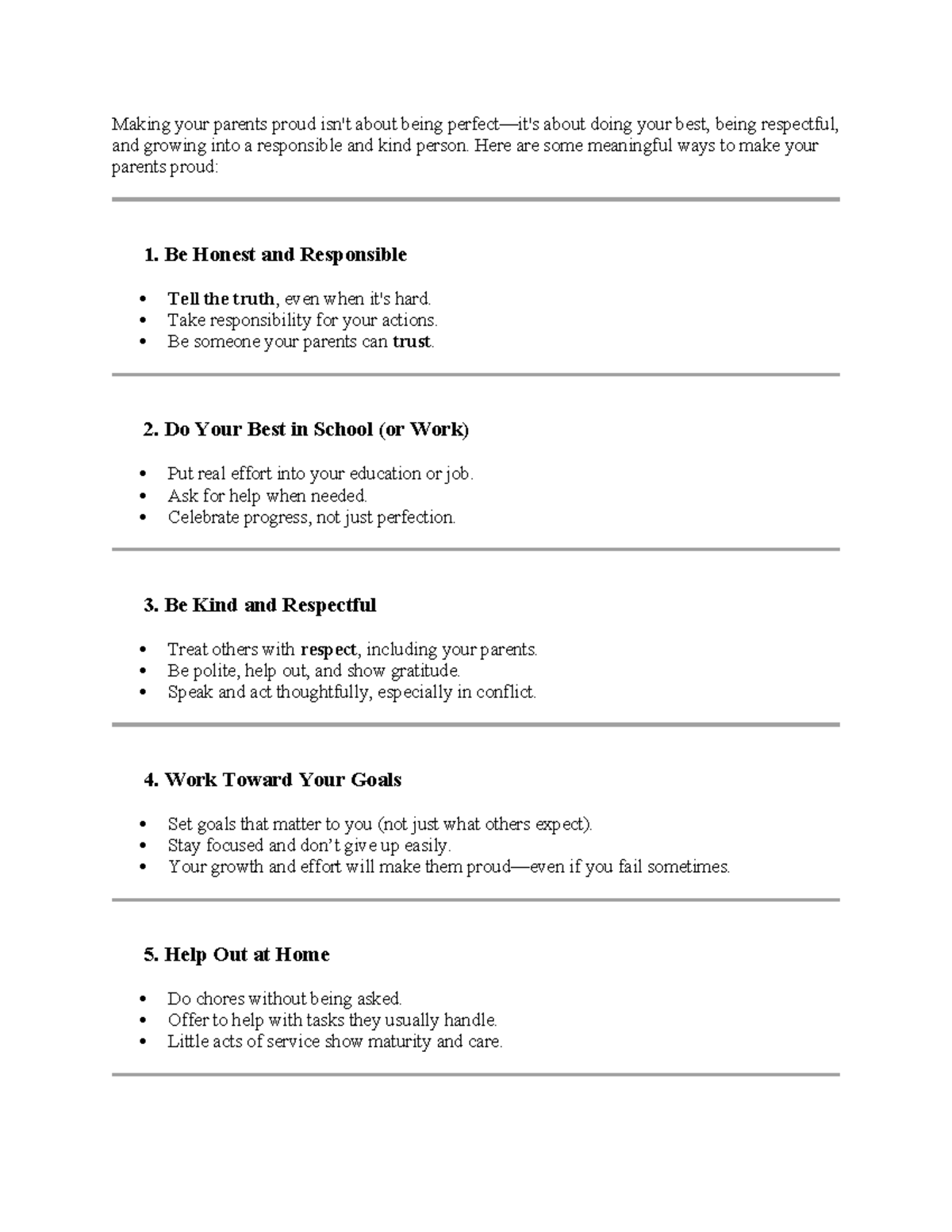 Making Your Parents Proud: Key Ways to Show Respect & Growth - Studocu
