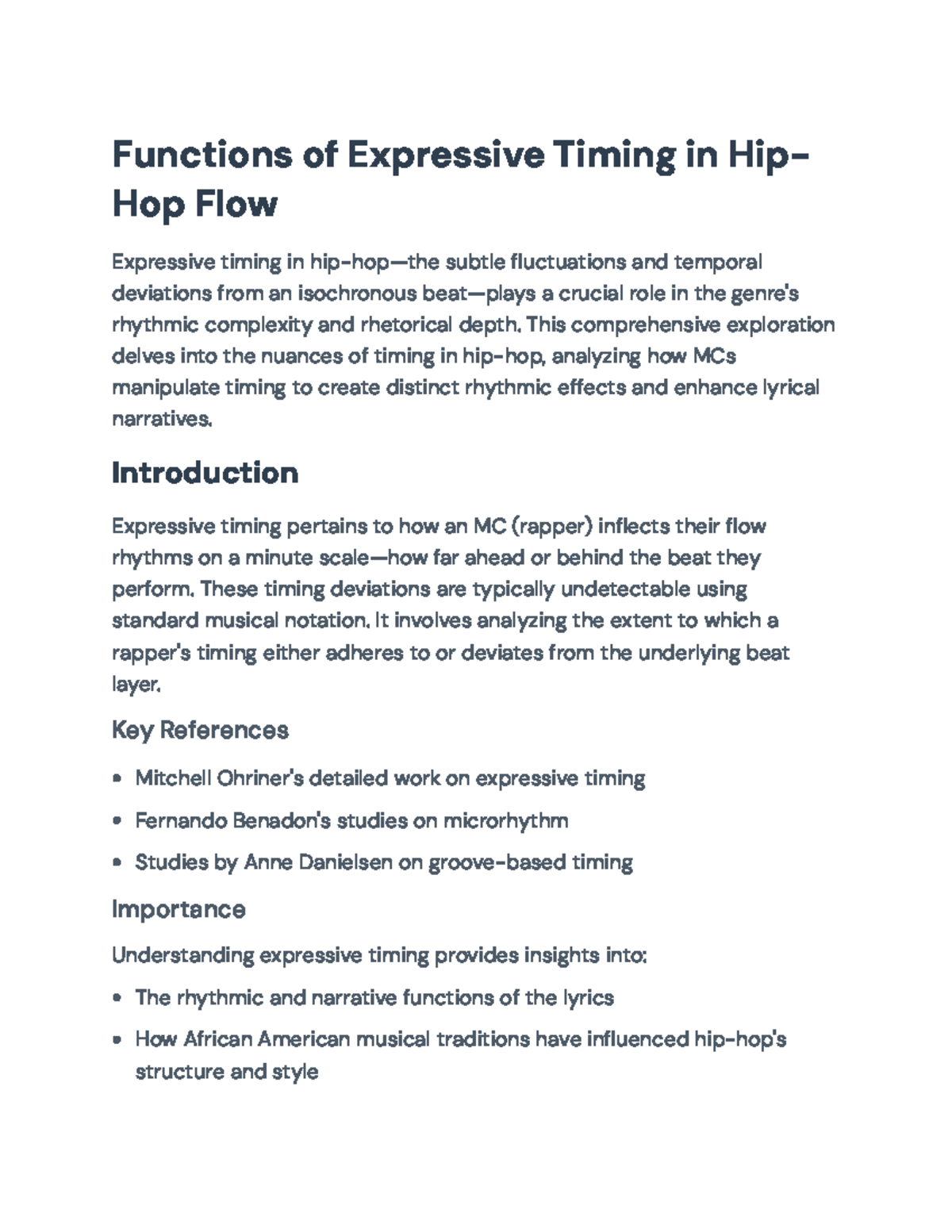 Functions of Expressive Timing in Hip-Hop Flow Analysis - Functions of ...
