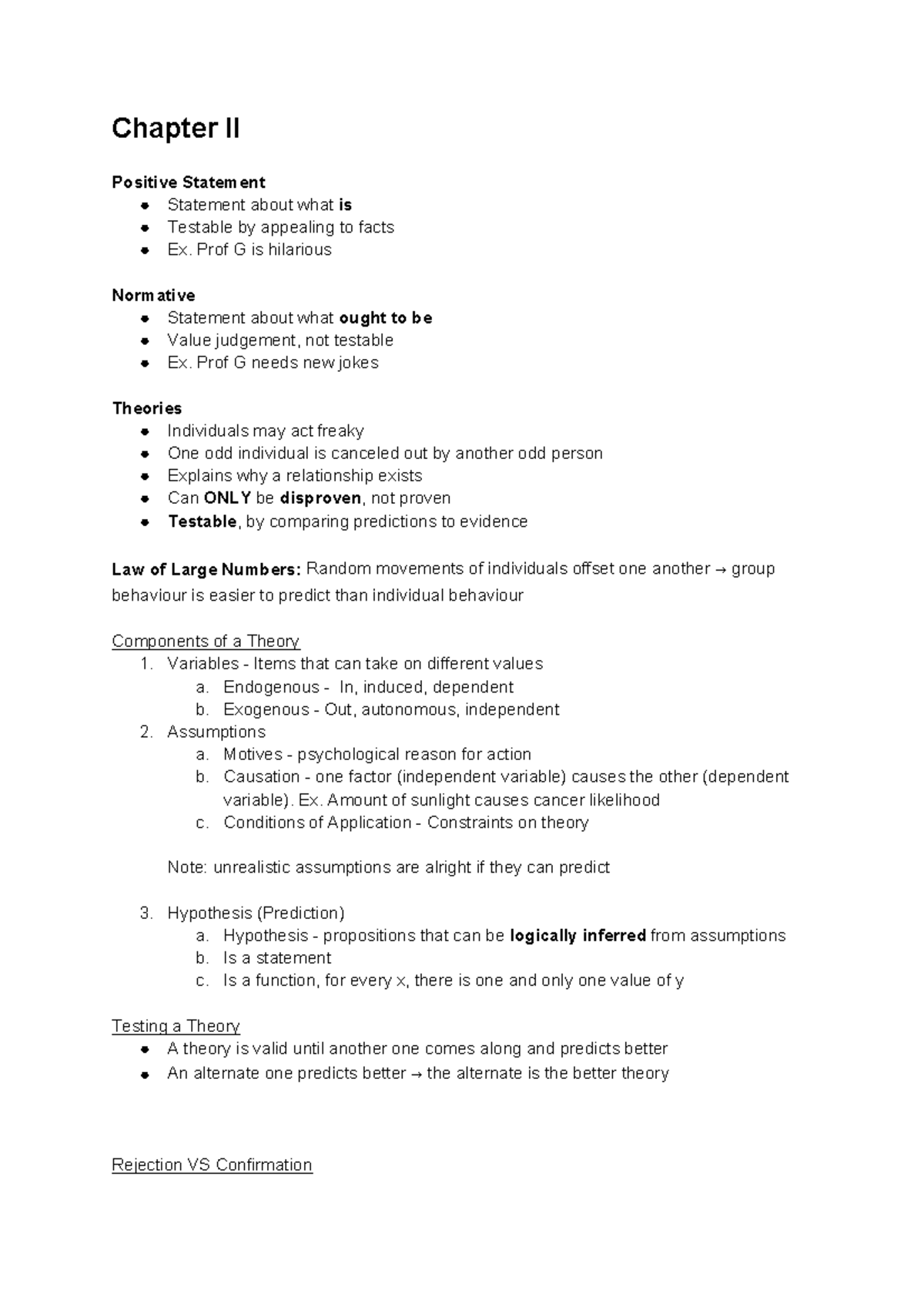 Chapter II: Theories, Statements, and Statistical Analysis Concepts ...