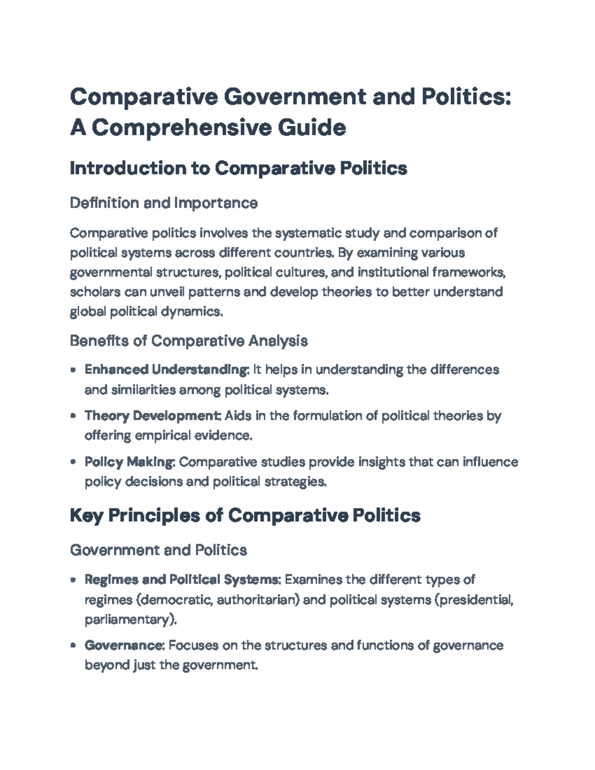 Comparative Politics: Key Concepts and Analysis Guide for POLS 101 ...