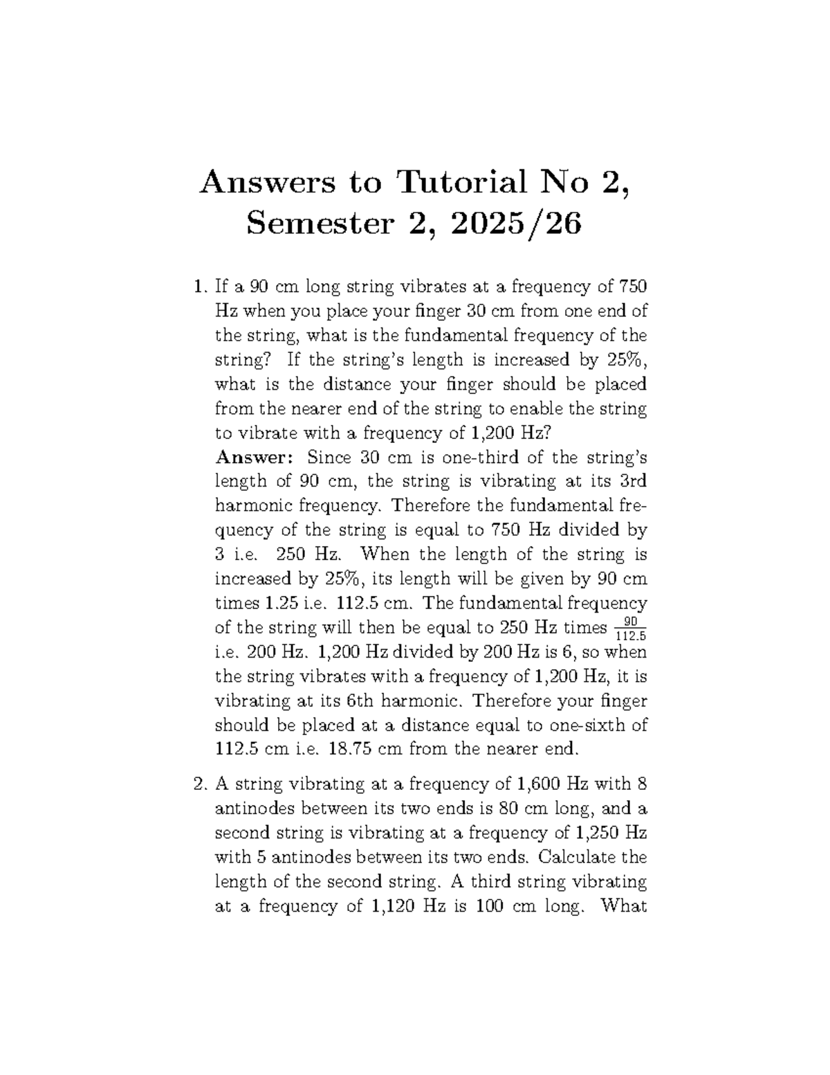Tut2a26b - Answers to Tutorial 2, Semester 2 AY25/26 - Studocu