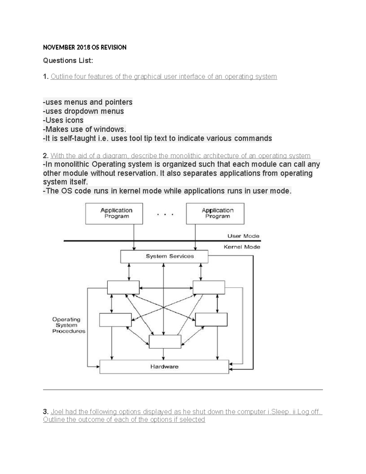 November 2018 OS Revision: Key Concepts & Question Insights - Studocu