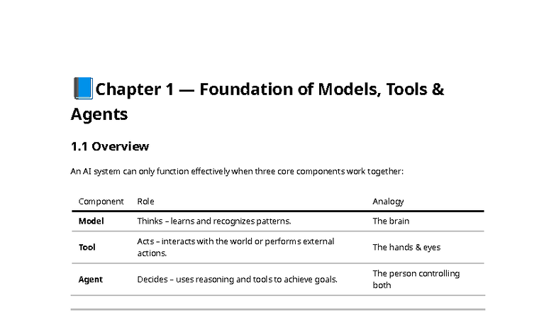Agent Tools MCP Chapter 1: Foundations of Models and Tools - Studocu