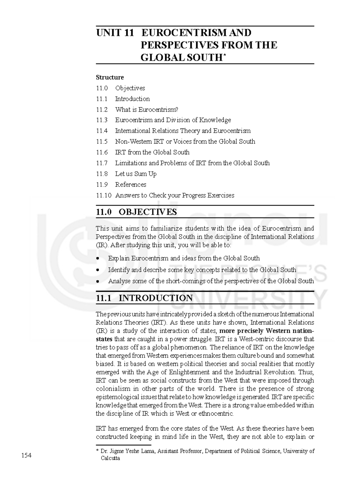Unit 11: Eurocentrism and Global South Perspectives in IR Theory - Studocu