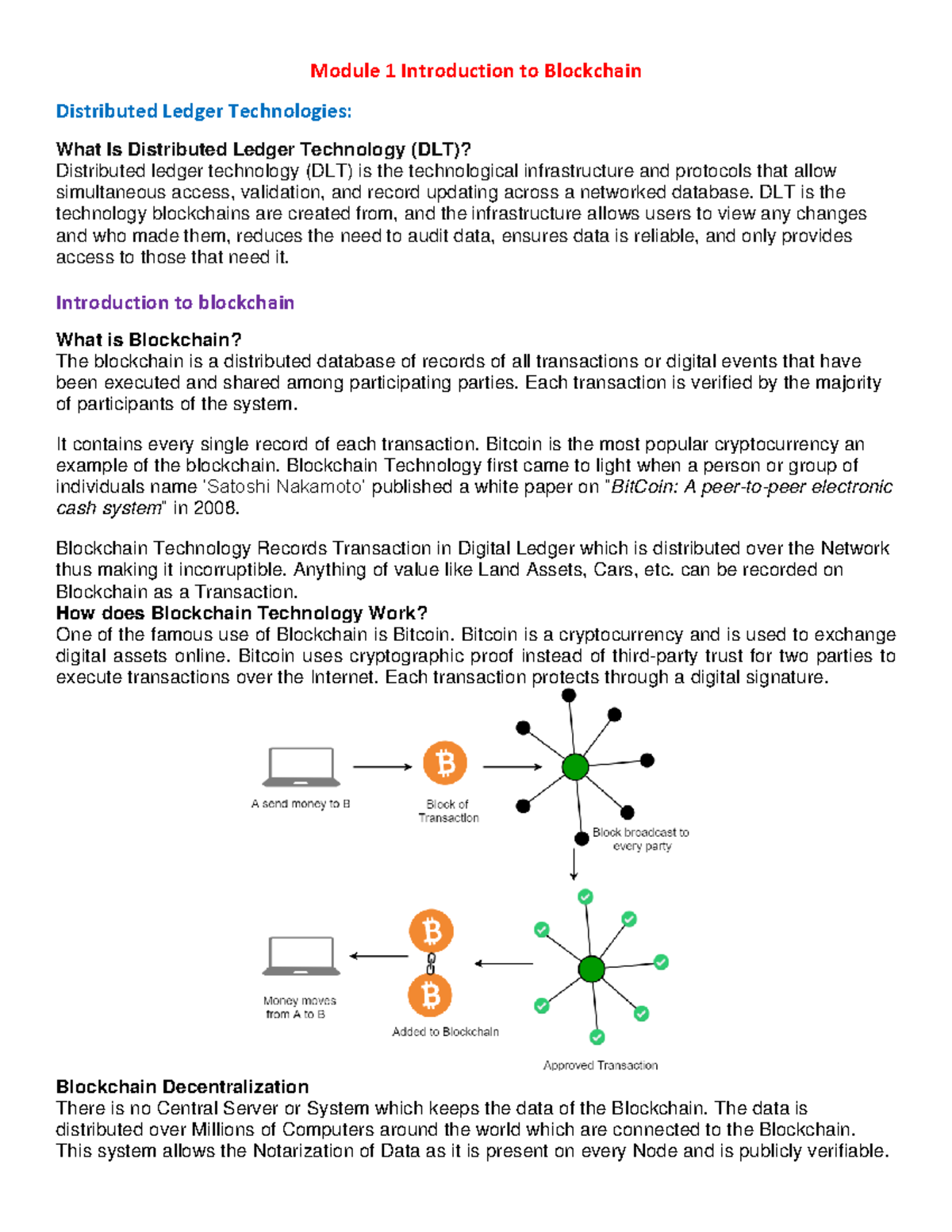 Introduction to Blockchain Technologies (CS101 Lecture Notes) - Studocu