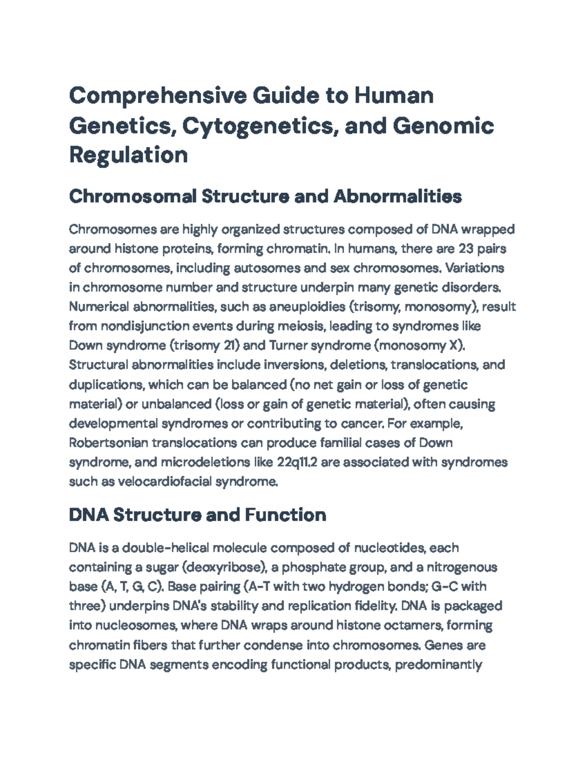 Comprehensive Guide to Human Genetics (BIO 101) and Chromosomal ...