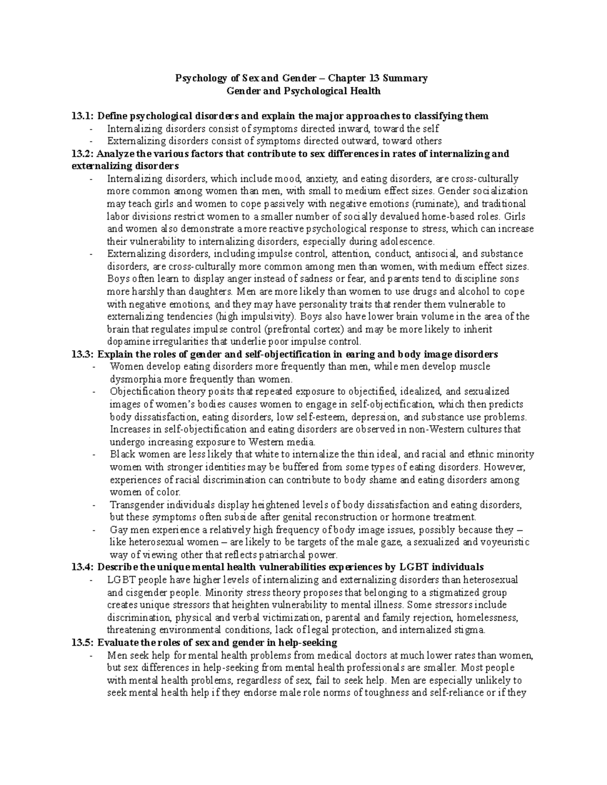 Psych of Sexes - Chp 13 Summary - Psychology of Sex and Gender ...