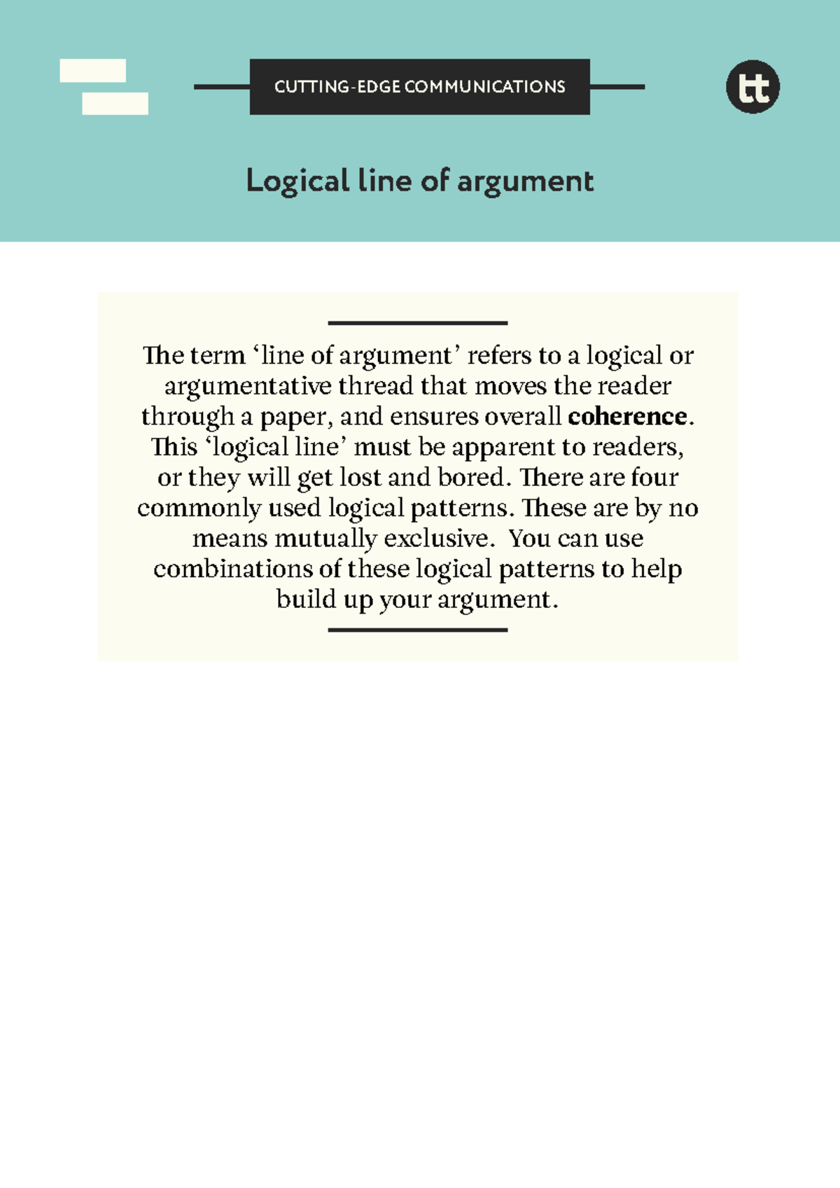 Improving Logical Line of Argument Techniques for Clear Essays - Studocu