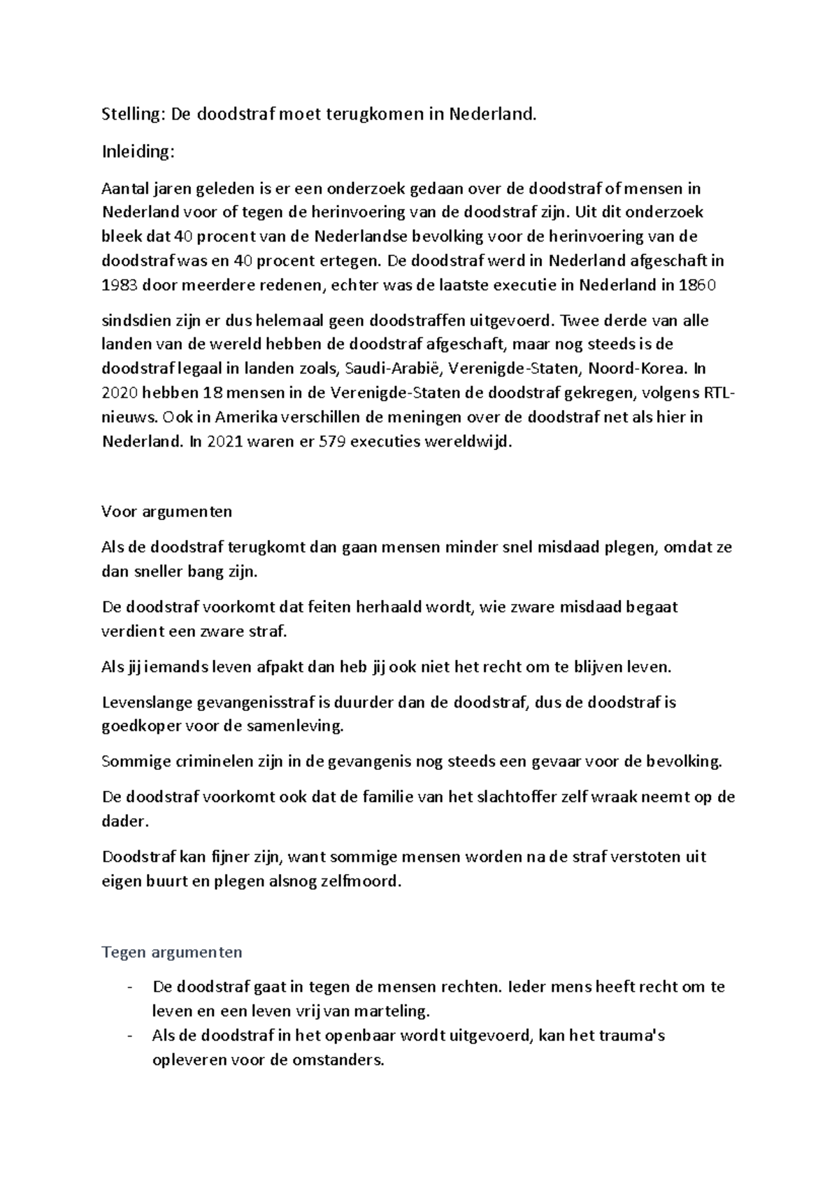 Levensbeschouwing Debat: Herinvoering van de Doodstraf in Nederland ...