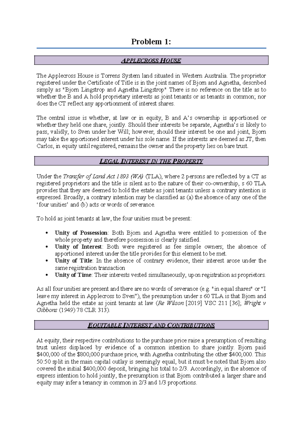 Legal Analysis of Joint Tenancy and Tenancy in Common: Case Study on ...