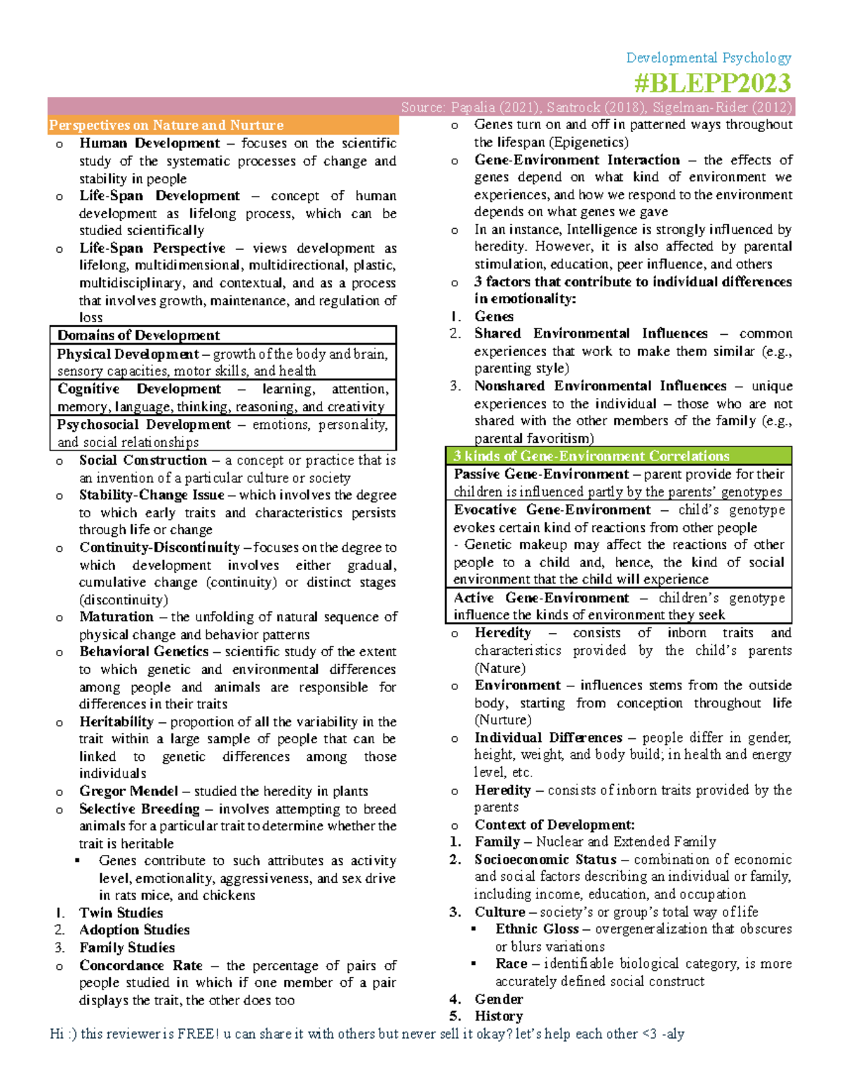 27300602 - Final Exam Reviewer on Human Development Theories - Studocu