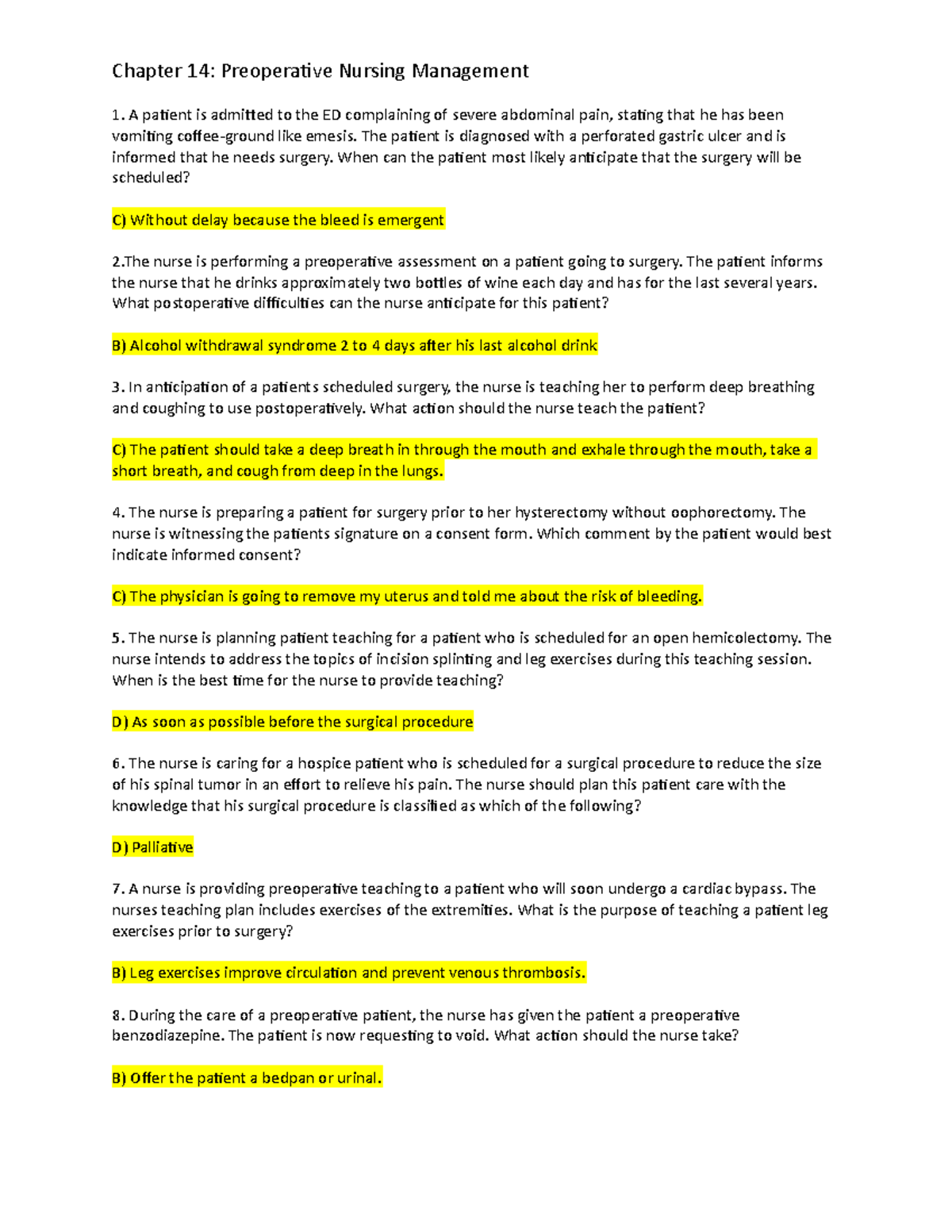 14 - Case Study: Preoperative Nursing Management Insights - Studocu