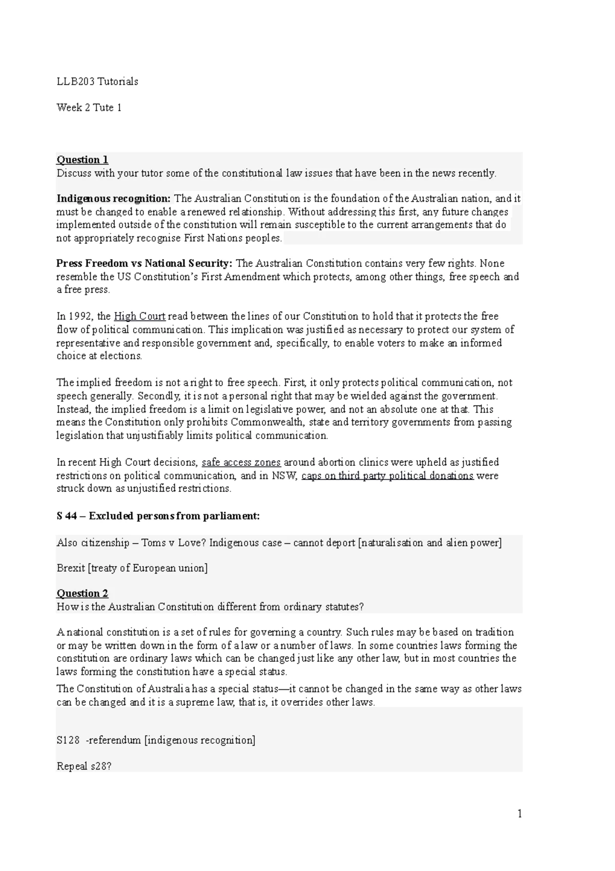 LLB203 Module 4 Tutorial Questions on International Powers and Law ...