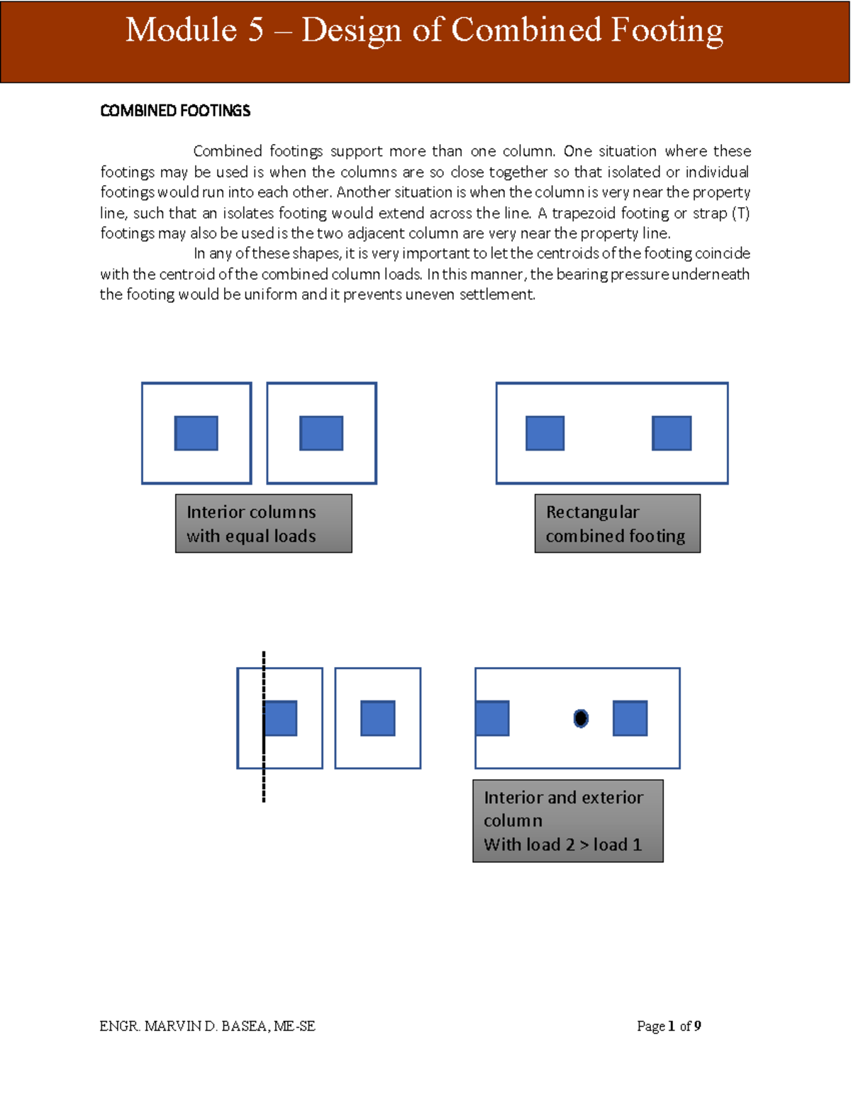 Module 5 Design of Rectangular Combined Footing - Studocu