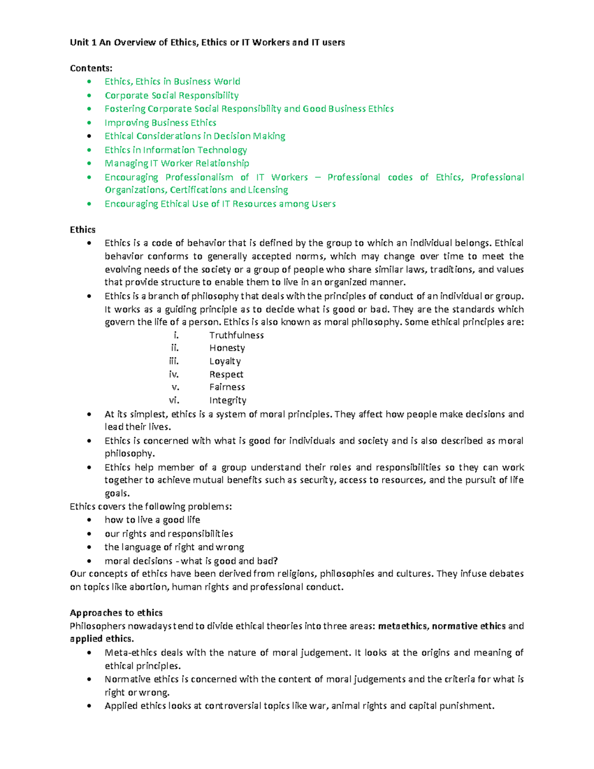 Cyber Law and Prof Ethics: Overview of Ethics for IT Workers and Users ...