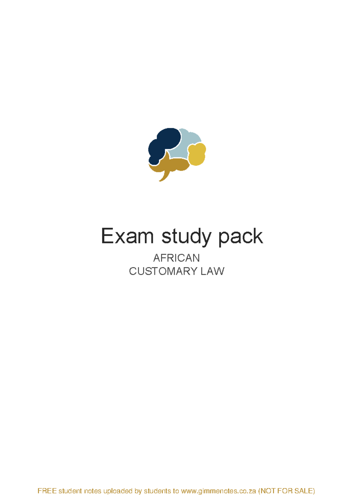 African Customary Law Exam Pack 2021: Comprehensive Study Guide - Studocu