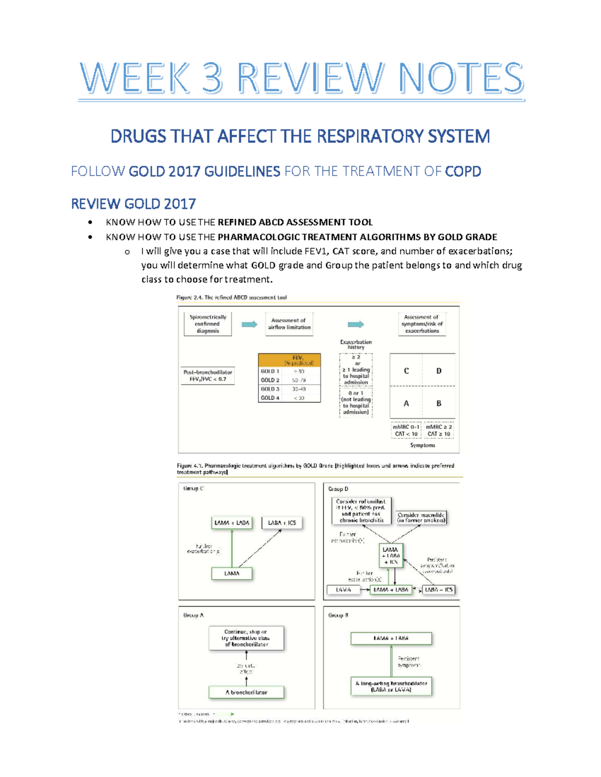 WEEK 3 Review Notes: COPD Treatment & Drug Classes (Spring 2026) - Studocu