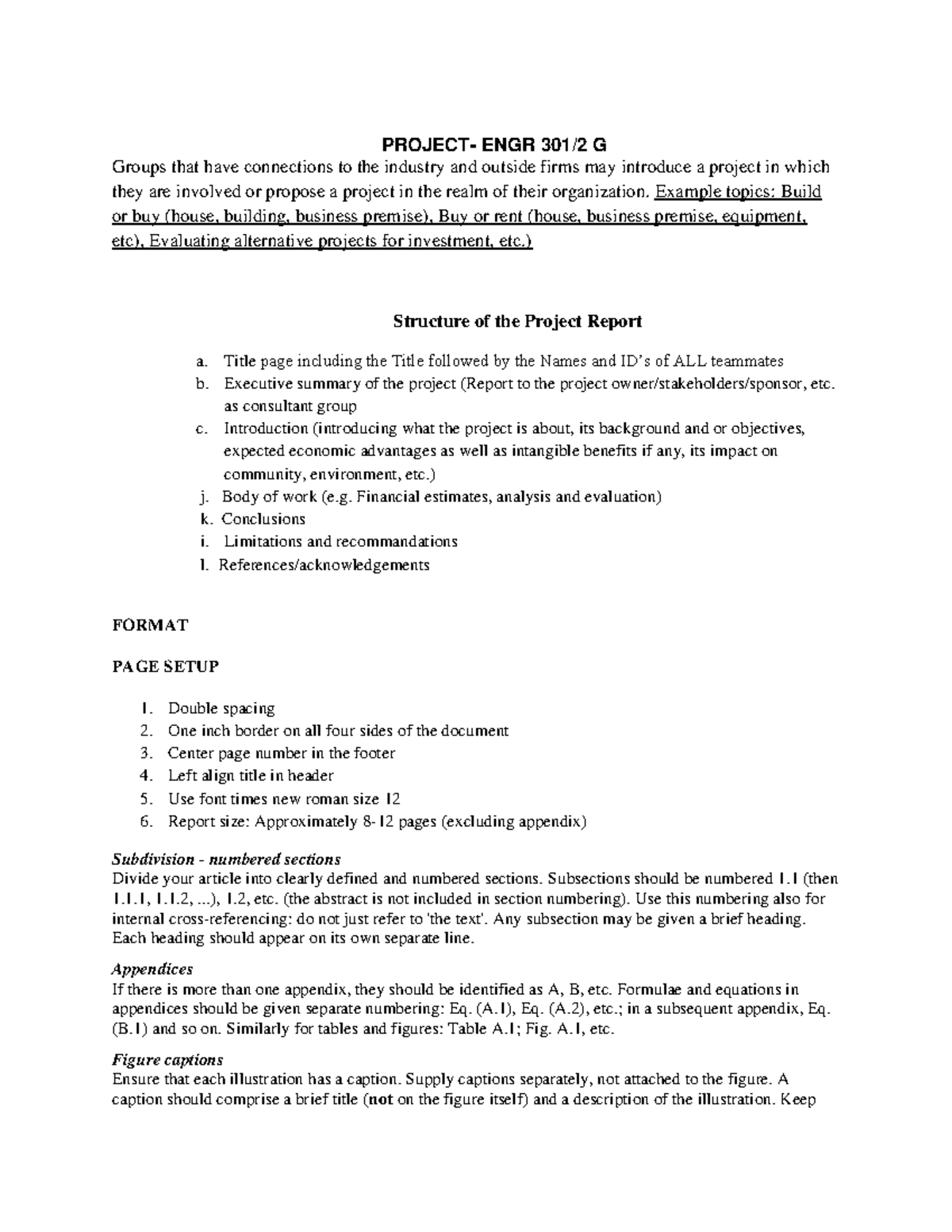 ENGR G Project Report Guidelines for Industry Connections - Studocu