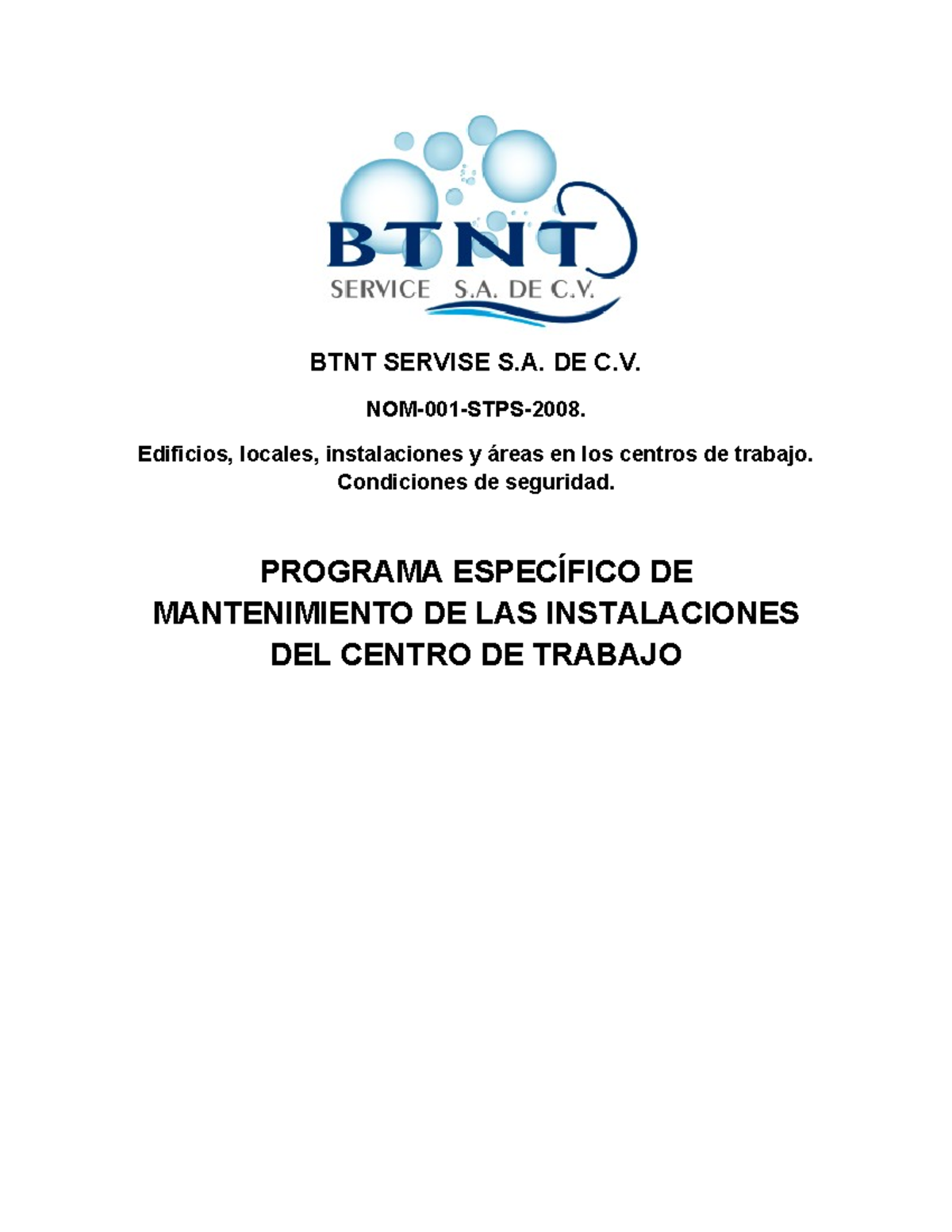 Programa Específico de Mantenimiento de Instalaciones del Centro de ...