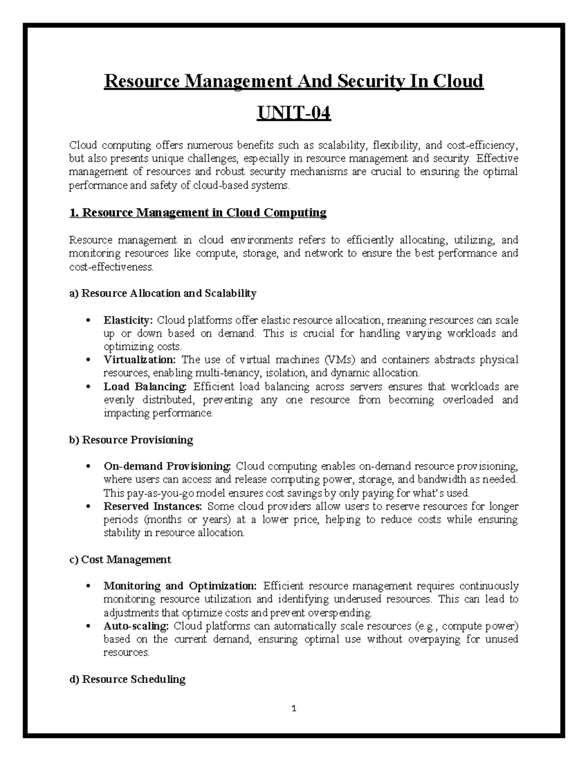 UNIT-4 - Unit 4 notes brief introduction - Resource Management And ...