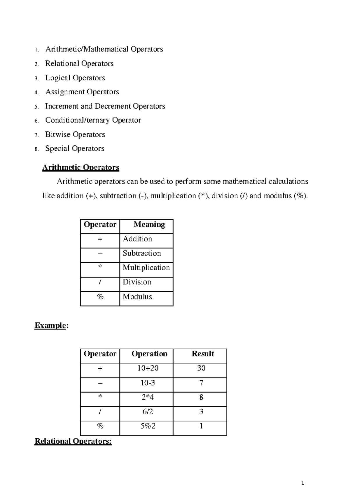 Java Unit-1 note-04 - Good and easy notes, helpfull.. - Arithmetic ...