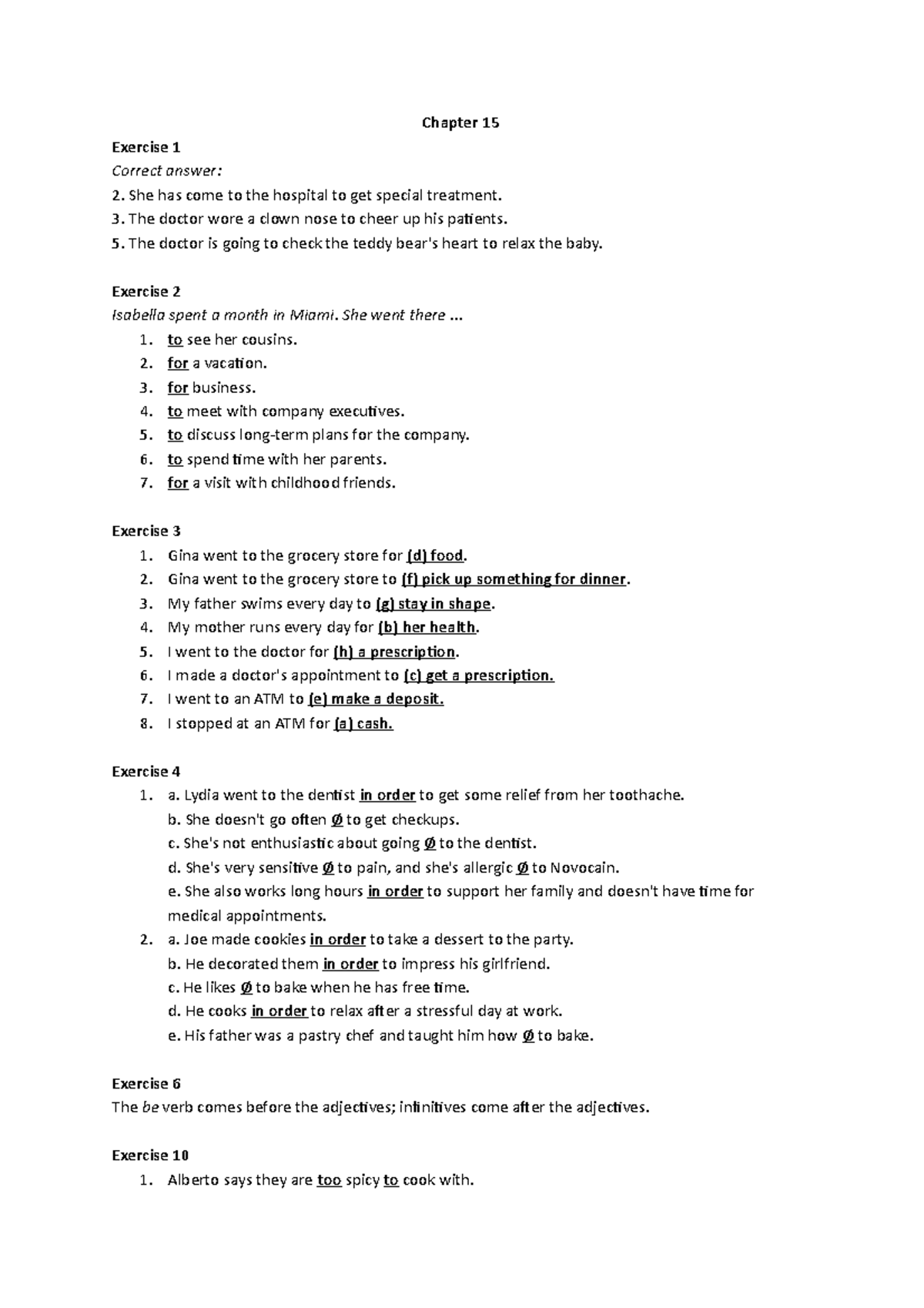 Grammar Chapter 15 Exercises 1-17: Answer Key and Explanations - Studocu