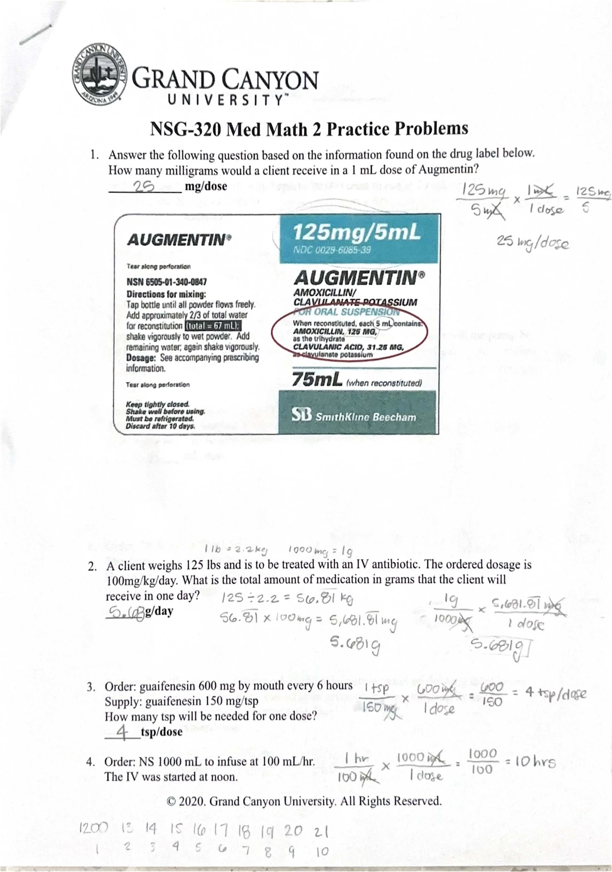 320 Med Math #3 - IVF Practice Problems & Drug Calculations - Studocu