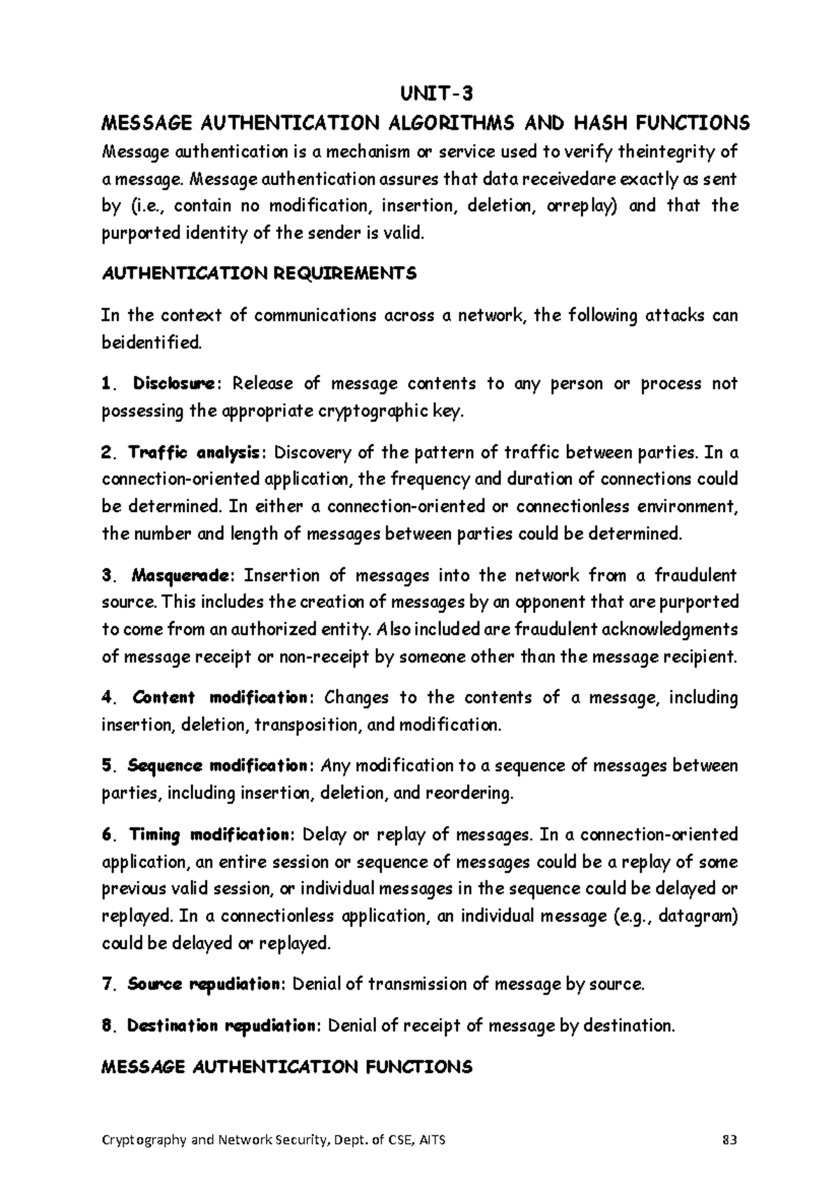 Cryptography-and-Network-Security unit 3 - UNIT- 3 MESSAGE ...