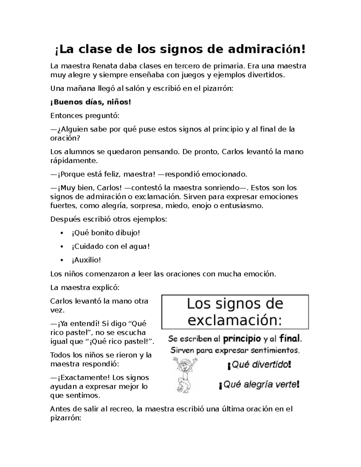 Clase de los Signos de Admiración en Tercero de Primaria - Studocu