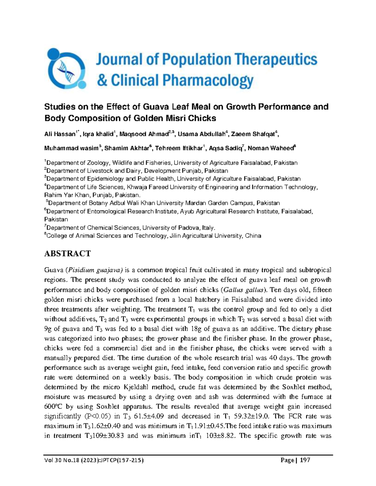 Studies on the Impact of Guava Leaf Meal on Growth & Body Composition ...