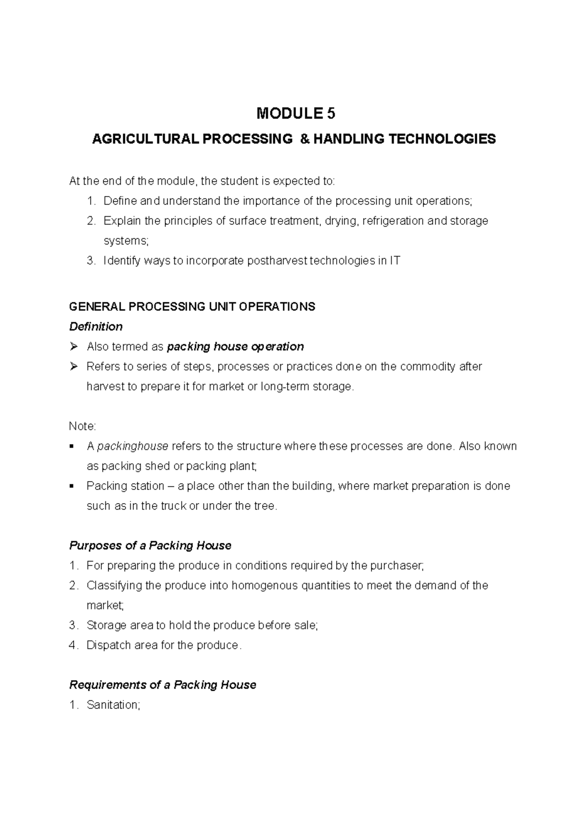 Itagri 3 Module 5: Agricultural Processing & Handling Techs Overview ...